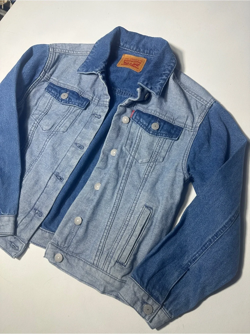 Levi's Kids Two-Tone Light and Dark Blue Denim Jacket